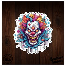 Evil Scary Clown - Vinyl Decal Sticker - Car Window Laptop - ebn9456