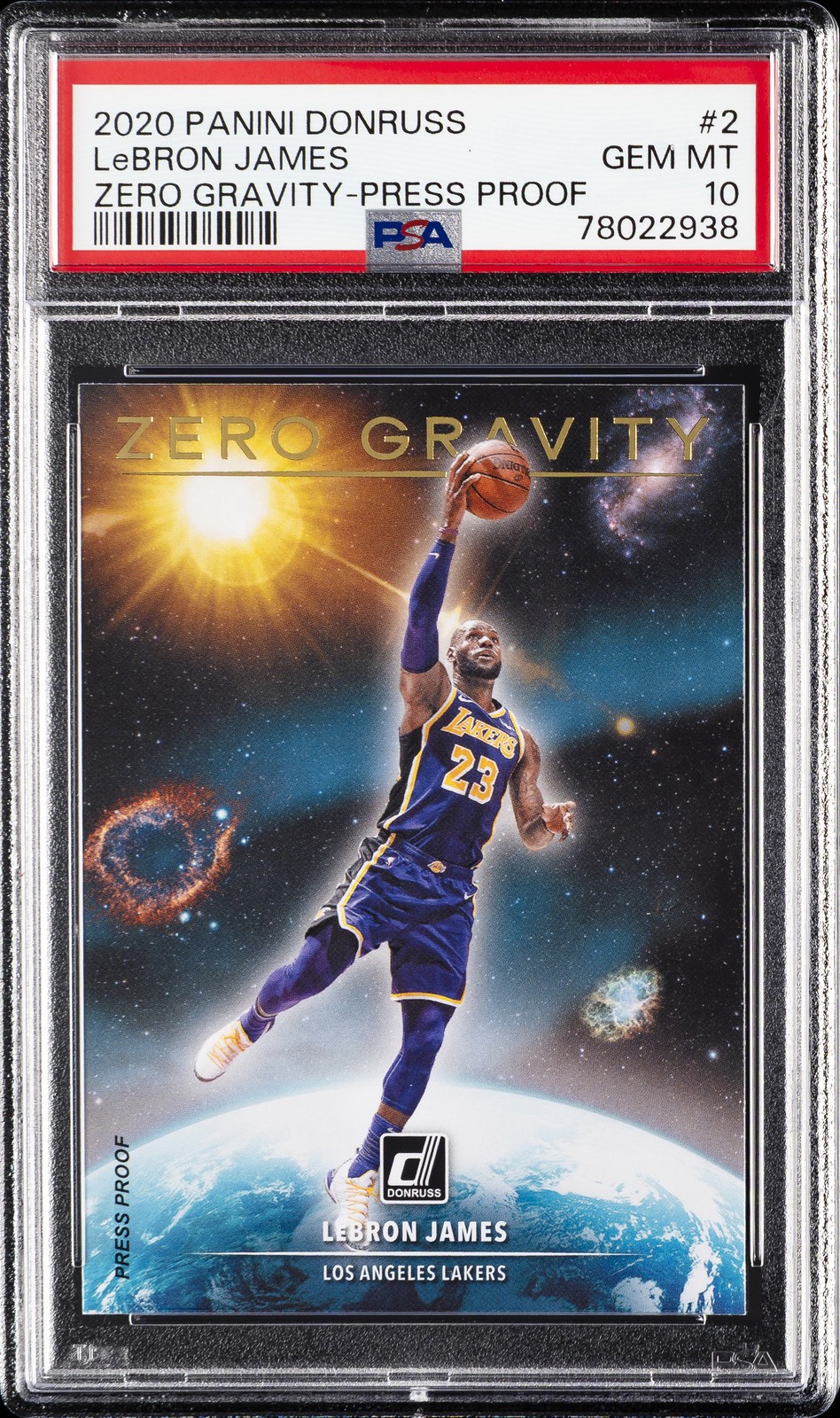 2020 PANINI DONRUSS ZERO GRAVITY PP #2 LEBRON JAMES PSA 10