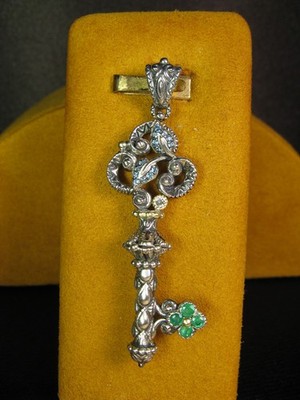 BARBARA BIXBY KEY LEAF FLOWER ENHANCER GEMSTONE PENDANT Emerald Topaz Gift SS18K