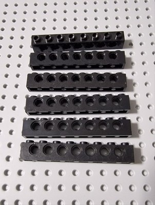 LEGO Technik Lochbalken Lochstein 1x8 Schwarz 6x Black Technic Brick 3702 A071