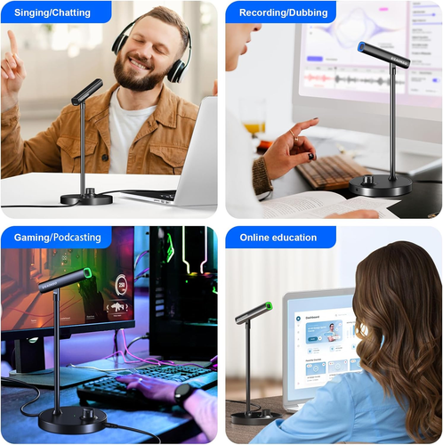 Microfono USB para PC con cancelacion de ruido para grabar juegos chat o podcast - 第 7/12 張圖片