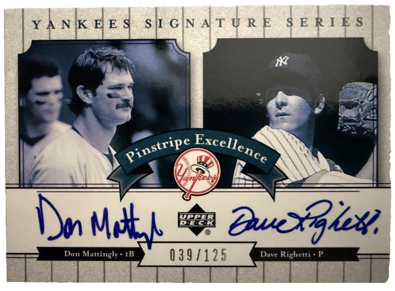 2003 Upper Deck Yankee Signature Don Mattingly/Dave Righetti Dual Autograph /125