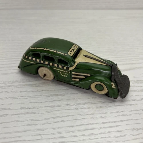 Vintage 1930's Marx-Green Tricky Taxi-Tin Friction Toy