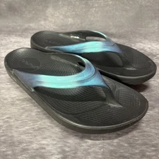 OOFOS OOlala Luxe Flip Flop Sandals Womens 9 Atlantis Metallic Blue Teal