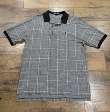 Vintage Polo Golf Ralph Lauren Plaid Polo Shirt Made In USA Large Black & White