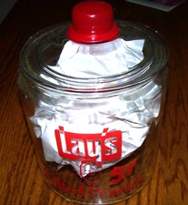 Vintage Lay’s Salted Peanuts-Glass Counter Jar-General Store  Rare Find with lid
