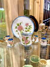 VINTAGE WHITE CLOISONN  MINI TEA SET