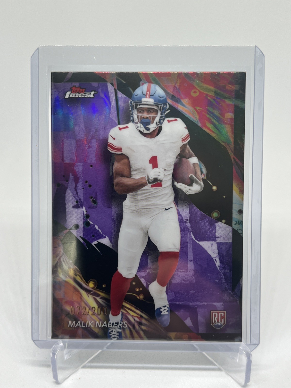 2024 Topps Finest - Uncommon Malik Nabers #190 Purple Refractor /200 (RC)