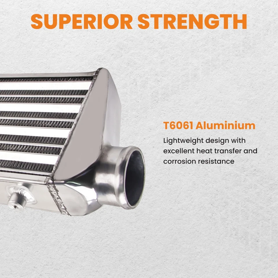 Universal Front Mount Aluminum Tube & Fin Intercooler 27"X7"X2.5" 2.5" In/Outlet - Image 4 of 4