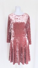 TopShop Womens Size 8 Fit & Flare Open Back Velvet Midi Dress Pink