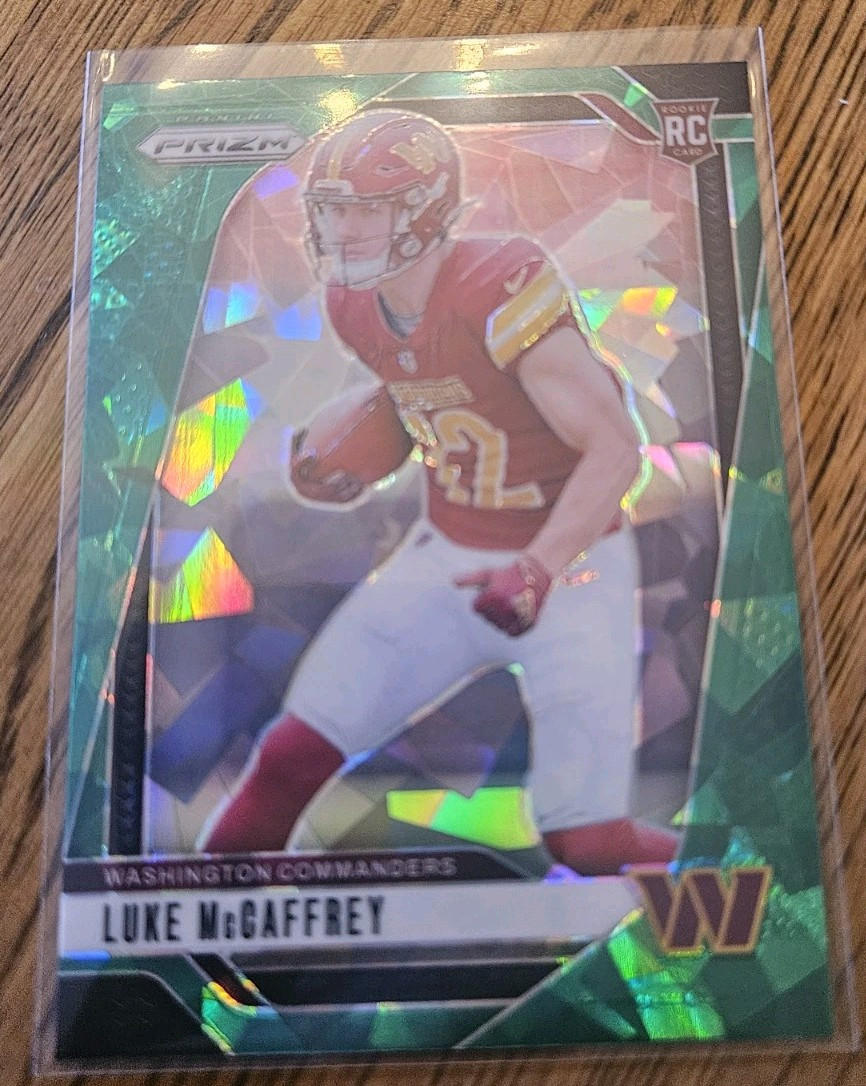 2024 Panini Prizm Luke McCaffrey #367 Green Cracked Ice Prizm RC Washington SSP