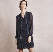 Anthropologie 11.1 Tylho Small Isla Polka Dot Floral Mini Tie Front Dress Boho