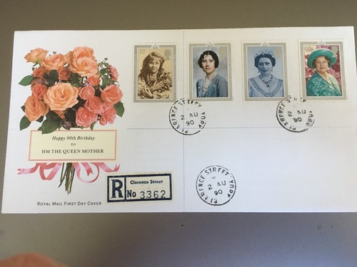 GB BRIEFMARKEN SELTEN CDS ERSTTAGSBRIEF 1990 QUEEN MOTHER CLARENCE STREET
