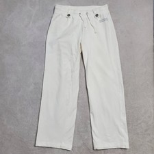 BCBG Maxazria Sweatpants Women M Ivory Embellished Straight Leg Pull On Y2K 90s