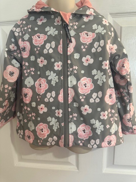 Stephen Joseph Girls Size 3t Gray  Hooded Floral Rain Jacket SALE!!