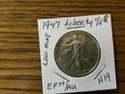 1947 walking  liberty half dollar  EF/AU details low mint H19