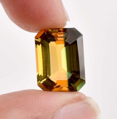 Flawless Natural 14 x 10 Bi-Color Yellow-Green Tourmaline GIT Certified Gemstone