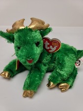 Ty Beanie Baby Sleighbelle The Green Reindeer MWMT 6" Plush Holiday Fun
