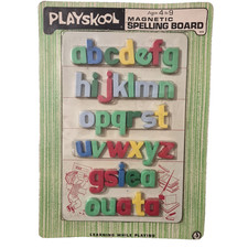 1960's Nostalgic Playskool Magnetic Spelling Board Complete 36 Letter Play Set
