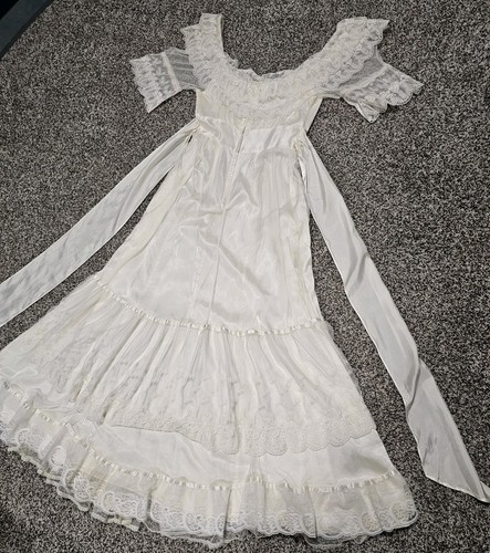 Vtg 70s Gunne Sax Prairie Dress Cream Balloon Lace Sleeve Boho Wedding ...