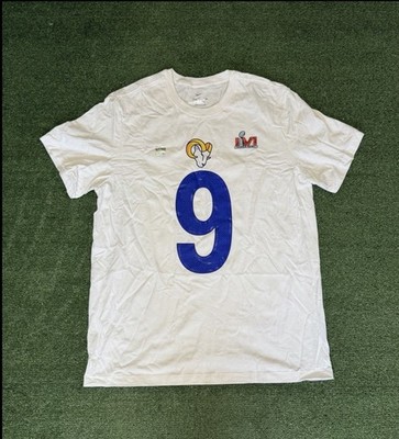 Los Angeles Rams Nike Matthew stafford #9 super bowl LVI t shirt Mens 2XL