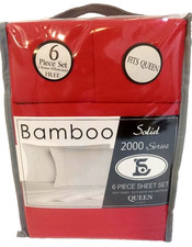 Bamboo 6 Piece Sheet Set Size Queen Red Solid 2000 Series Wrinkle Free