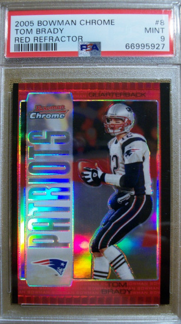 2005 BOWMAN CHROME TOM BRADY RED REFRACTOR PSA MINT 9 DAZZLER