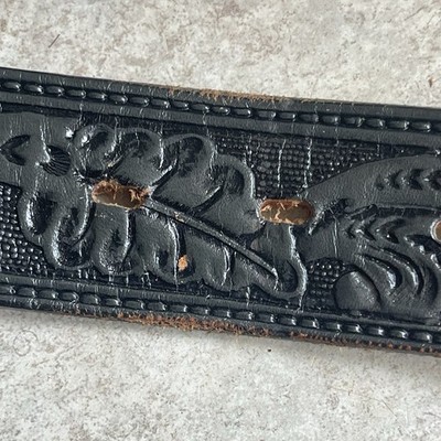 Circle Y of Yoakum Black Leather Belt Size 40 Hand-tooled  display picture 3