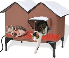 Heated Cat House for outside Winter, Large Heated Outdoor Cat House Weatherproof