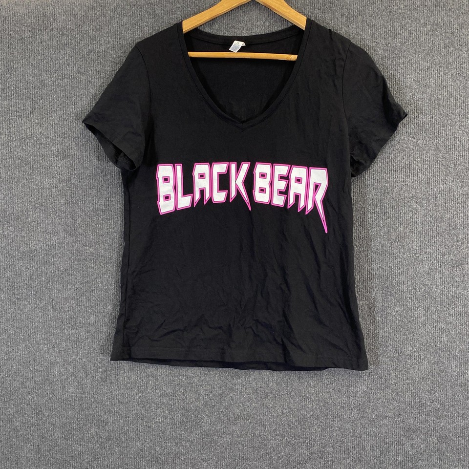 Black Bear Shirt Womens M Black Beast Mode V Neck Gym Tee Casual Training