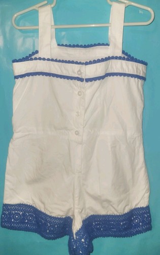 Janie and Jack Girls Size 5 White Sleeveless Romper Back Button - Picture 3 of 5