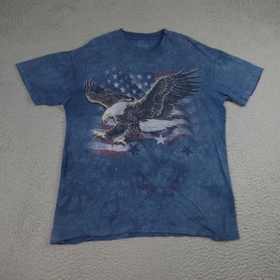 The Mountain Shirt Mens XL Blue Bald Eagle American Flag Patriotic Graphic Tee