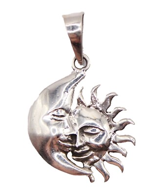 Eclipse Sun & Moon Oxidized .925 Sterling Silver Pendant - Eclipse Mexico Taxco