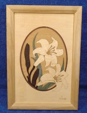 Hudson River Inlay Wood Marquetry #113 Tiger Lily Signed Nelson 6.75 x 9.75"