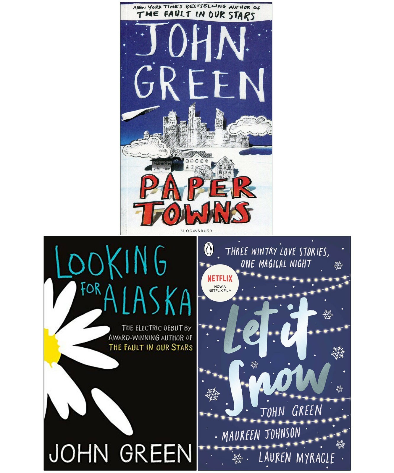 John Green Paper Towns,Alaska,Let It Snow 3 Books Collection Paperback Set NEW