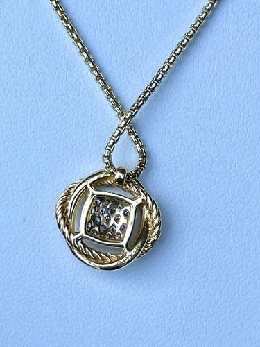 David Yurman 18k Diamond Infinity 17” Box Chain Necklace $2250+ Mint 8.5g 0.6” - Picture 10 of 15