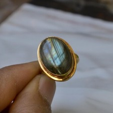 Fire Labradorite Oval Gemstone 925 Sterling Silver Partywear Ring Christmas Gift
