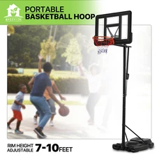 Portable [ADJUSTABLE HEIGHT+SLAM RIM] 10ft Basketball Goal Backboard Hoop System
