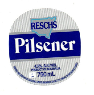 Australien - Bieretikett - Carlton & United Breweries, Sydney - Reschs Pilsener