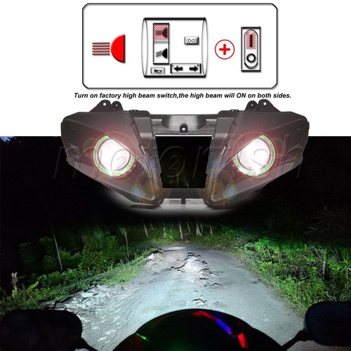 Assembly Projector Green Angel Blue Devil Eyes Headlight for Yamaha YZF-R6 06-07 - Picture 9 of 24