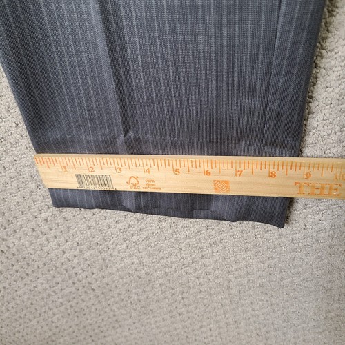 Jos A Bank Pants Mens 33x32 Gray Striped Wool Trouser Flat Front Dress Career - Picture 8 of 11
