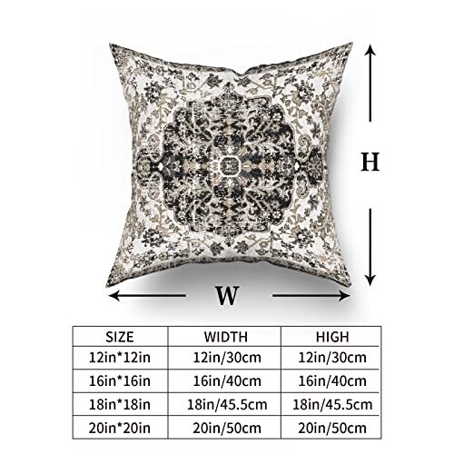 Black White Grey Ethnic Boho Throw Pillow Covers 18x18 Inches Carpet-blackgrey - Picture 4 of 7