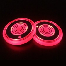 2 Piezas Soporte para Taza LED Almohadilla Luz Taza Agua Ranura Antideslizante Inferior Alfombrilla Accesorios para Coche