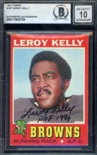 Leroy Kelly Gem Mint 10 Beckett BAS Signed 1971 Topps Autograph