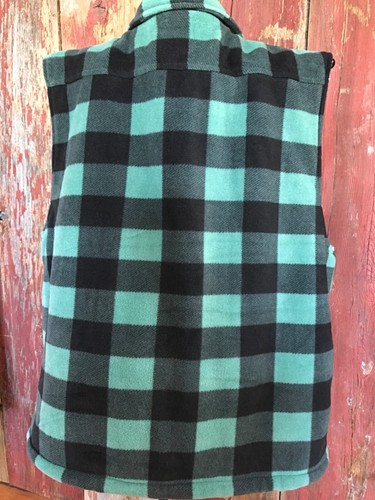 Trail Crest mens full zip fleece vest Sherpa lined 2XL green plaid New………a8 - Picture 4 of 5