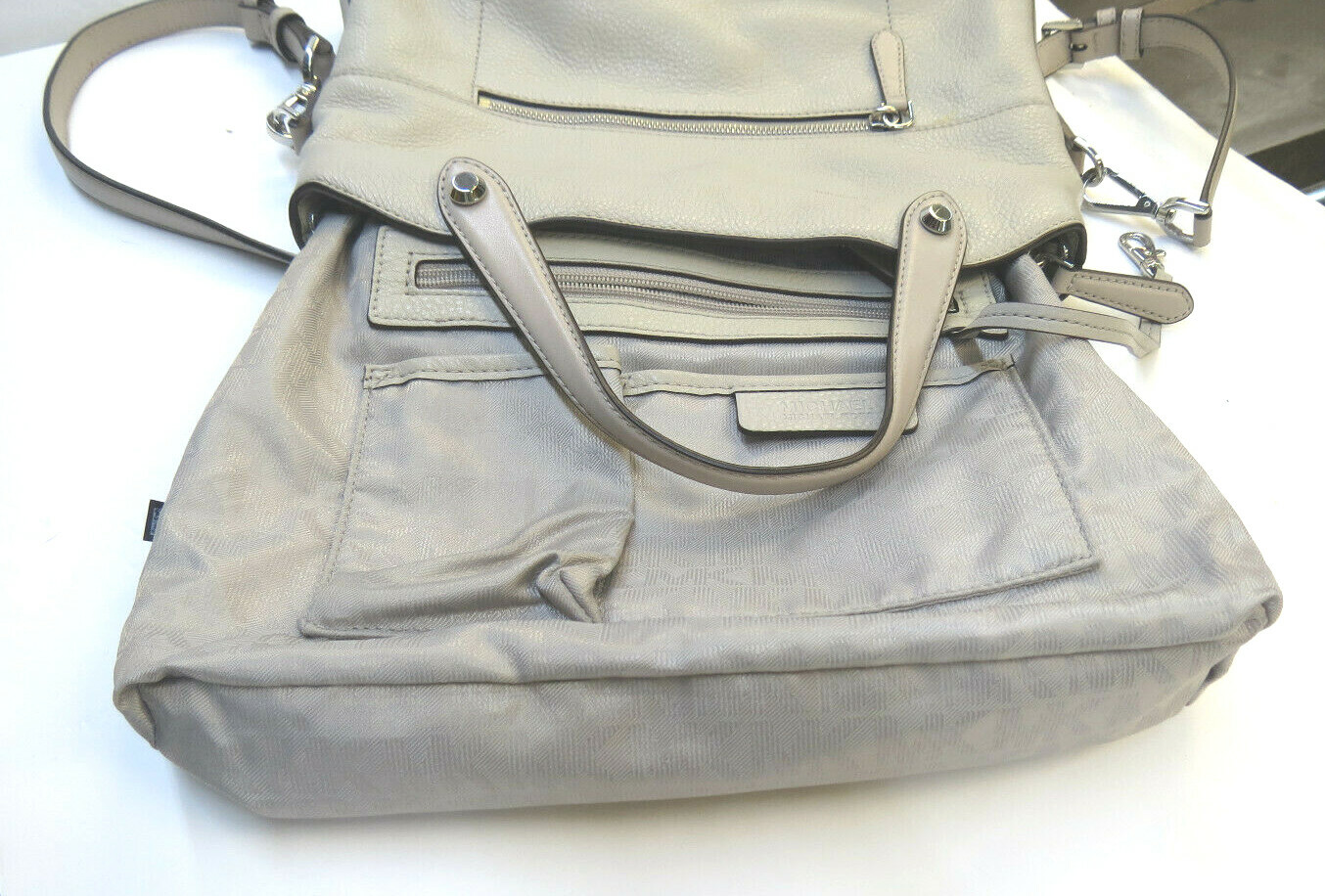 Michael Kors Cement Leather Hyland Medium Convertible Messenger  