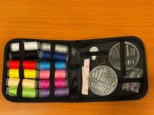 Travel Sewing Kit - 18 piece - needles, pins, threader, thimble, tape, thread
