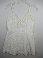 Delicates Mesh Keyhole Chemise Women Medium White Nylon Lace Nightgown