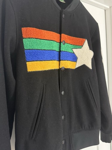 L-R-G Lifted Research Group Four Stripe Bomber Letterman Jacket Medium - Picture 3 of 7