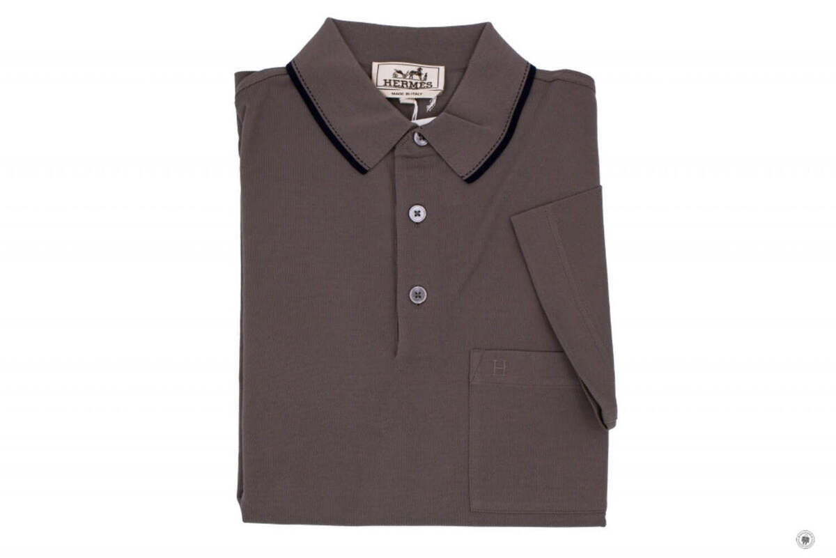 NEW Hermes H837430HA Surpiqure Sellier Polo Shirt Taupe NEW Hermes H837430HA Surpiqure Sellier Polo Shirt Taupe